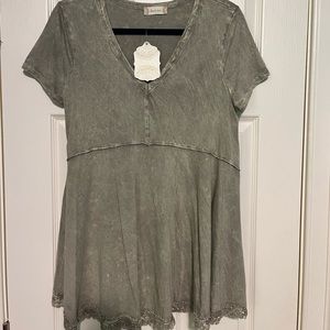 Altard State Olive Green V neck top (L)